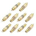 Fielect 20Pack RCA Male Plug Adapter Connector, Solderless Gold-Plated Audio Video Cable Adapter Connector for Speaker Wire Wall Plate Home Theater