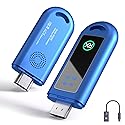 HDMI Wireless Transmitter and Receiver with LED Screen Blue, 2.4G/5G HDMI Extender Kit, Heat Dissipation and Easy-to-Carry Design, 30m/100ft Range