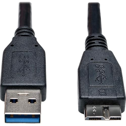 TRIPP LITE USB 3.0 Super Speed Device Cable A to Micro-B M/M Black, 1-Feet (U326-001-BK)