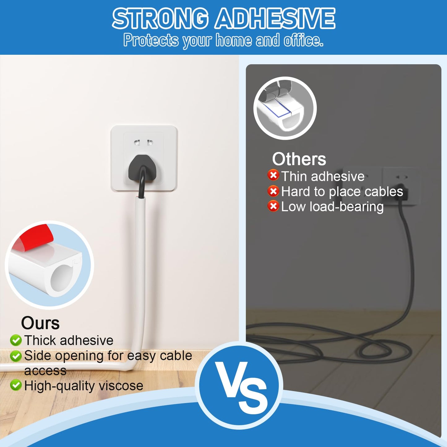 Wall Cable Hider, Flexible Wire Cord Management Self-Adhesive Cord Covers for Wires on Wall, Side Open One Cord Cable Raceway Wire Cover for Cords