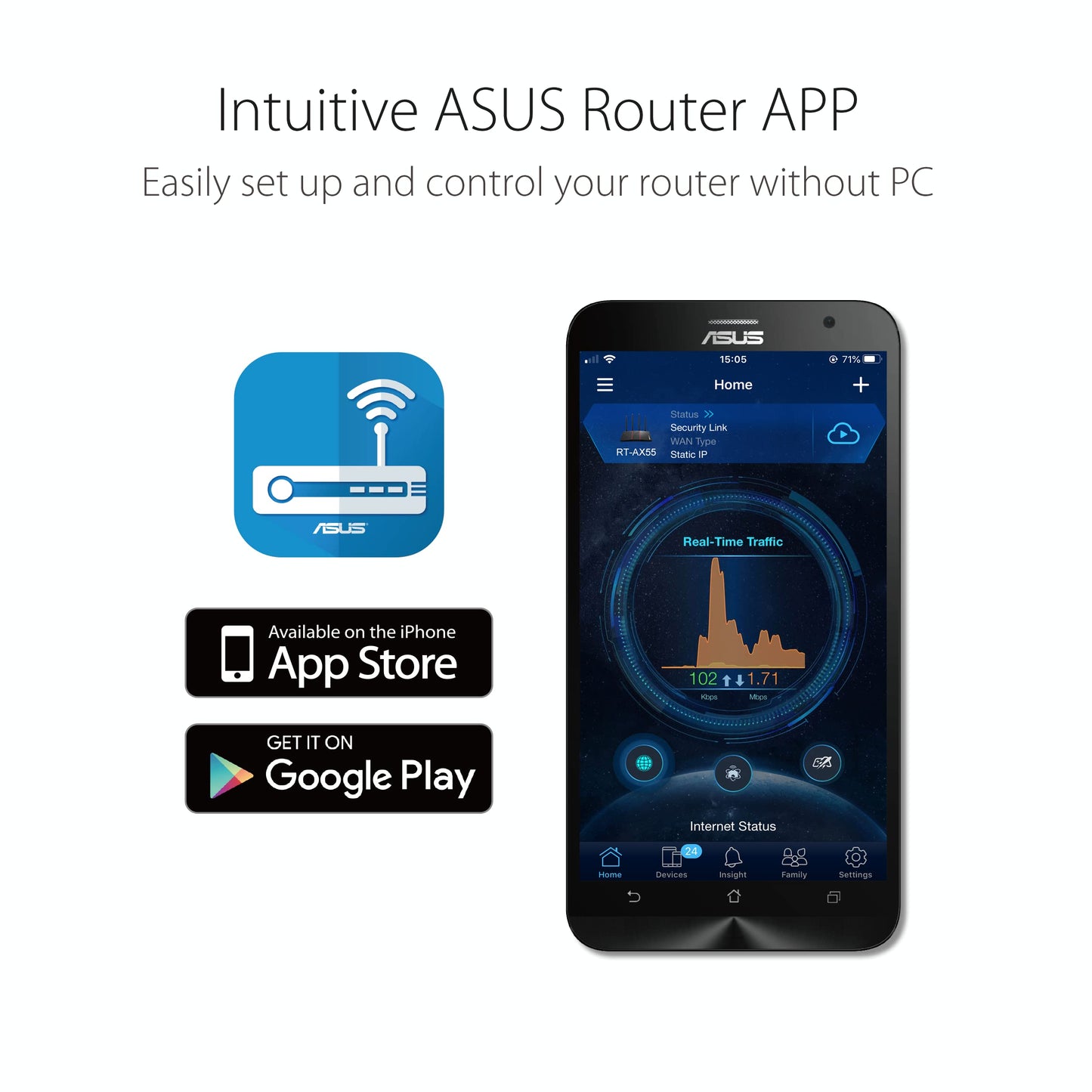 ASUS RT-AX1800S Dual Band WiFi 6 Extendable Router, Subscription-Free Network Security, Parental Control, Built-in VPN, AiMesh Compatible, Gaming