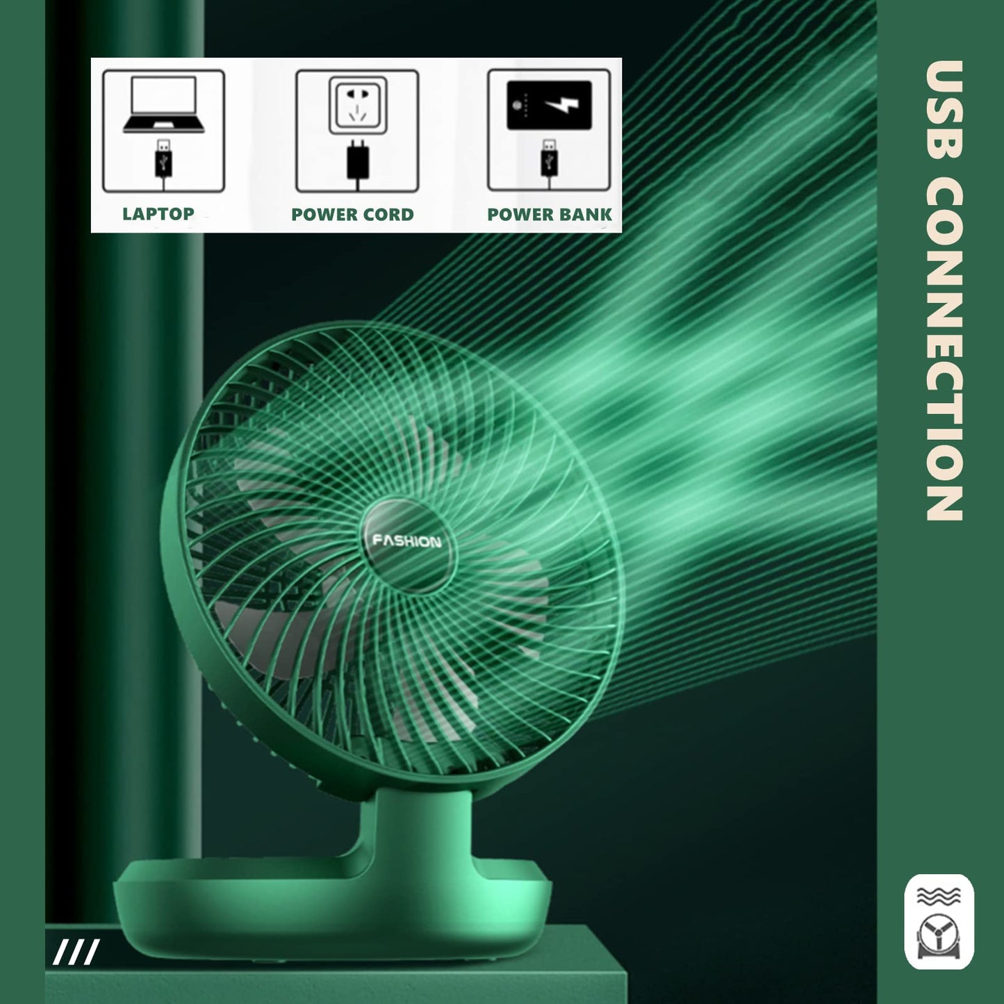 Chchmu USB Desk Fan Mini 8 Inch Foldable Desktop Table Fans 3 Speeds Personal Quiet Fan with Strong Airflow Portable Cooling Fan with Head Adjustable