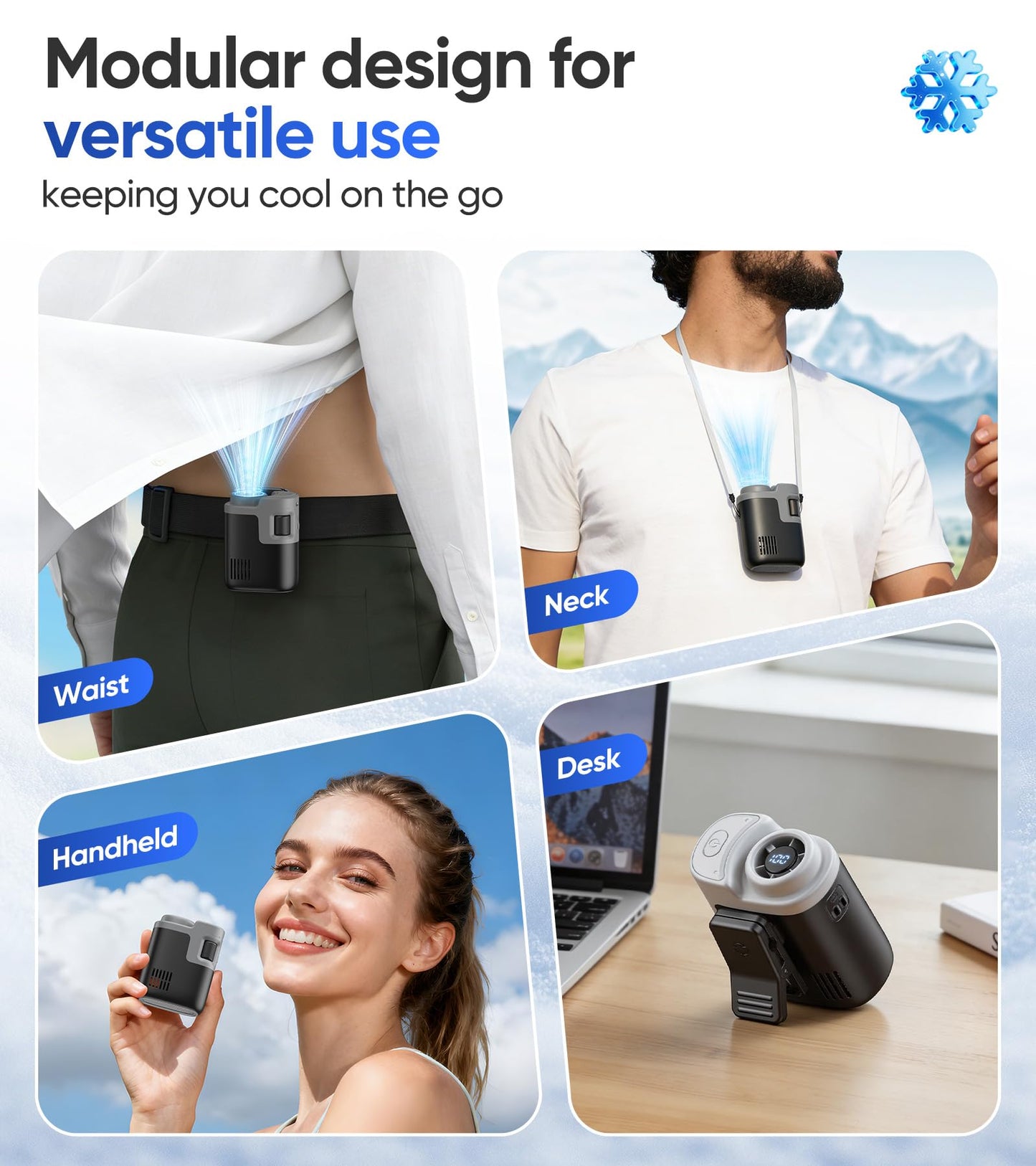 SUROCASE 4-in-1 Portable Waist Fan, 16000RPM Brushless Belt Fan, 100 Speeds 5 Modes, 18H Long Runtime