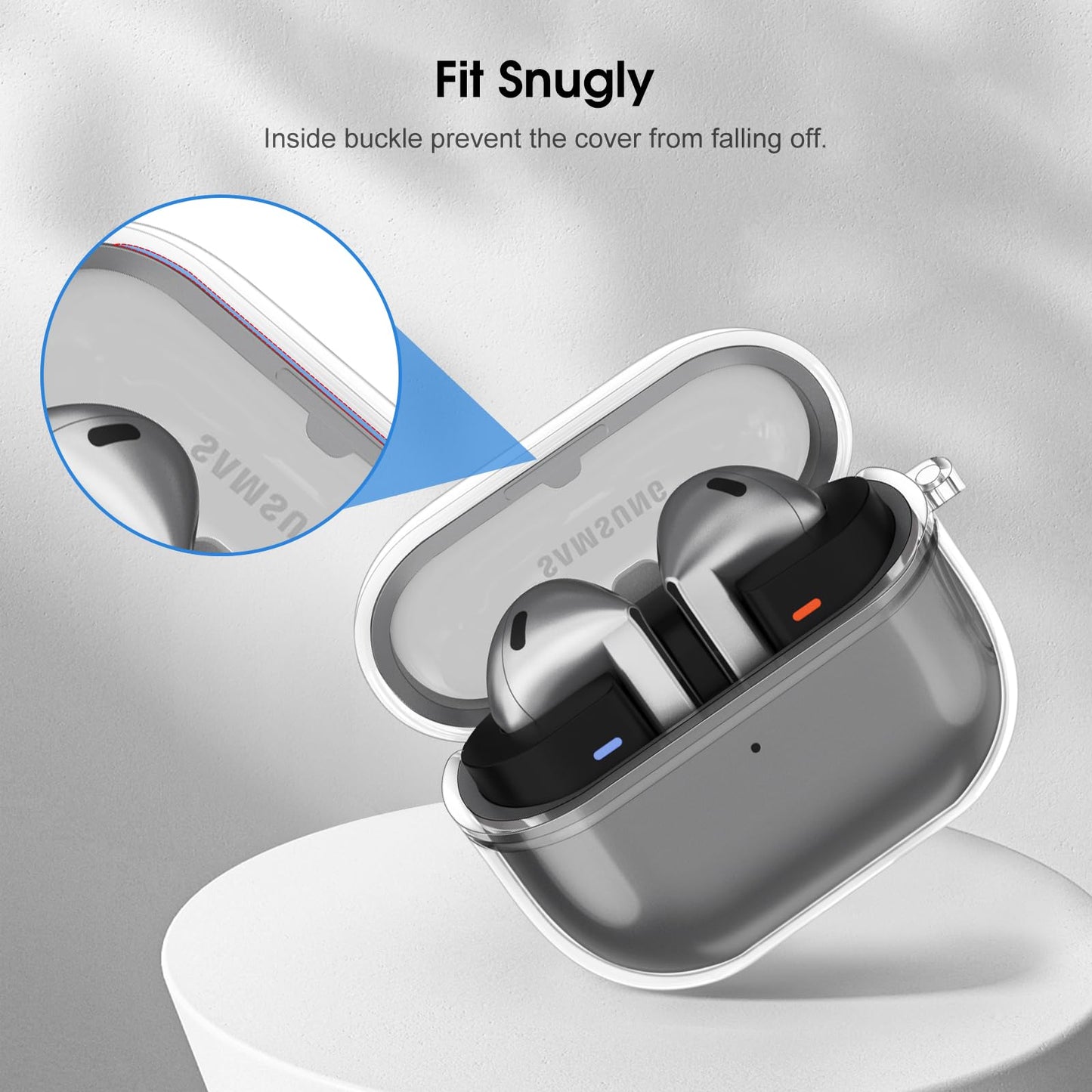 Fintie Clear Case for Samsung Galaxy Buds 3 FE (2025), Galaxy Buds 3 Pro / Buds3 (2024), Anti-Lost Shockproof Earbuds Protective Cover with Keychain