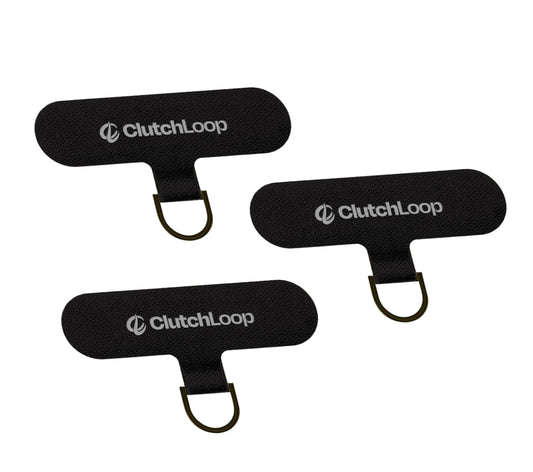 ClutchLoop Anchor-Universal Phone Tether Tab, Strong Cell Phone Lanyard Tab and Phone Strap Replacement (Midnight, 3 Pack)