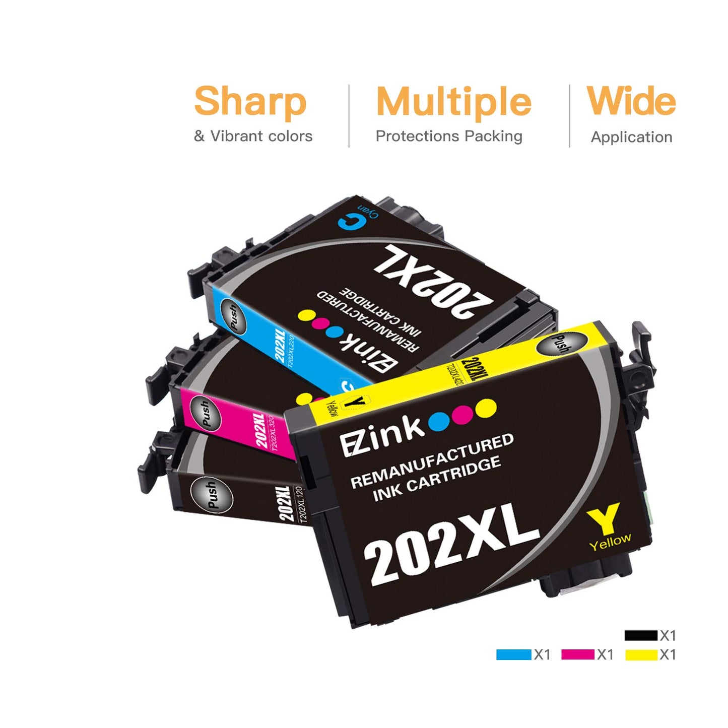 E-Z Ink (TM) Remanufactured Ink Cartridge Replacement for Epson 202 XL 202XL T202XL T202 to use with WF-2860 XP-5100 All-in-One Printer (1 Black, 1