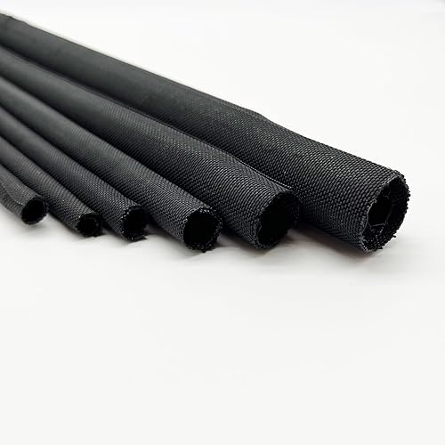 Braided Split Wire Loom Black Wire Cover Protective Harness Tubing Cable Management Self Wrap Cord Sleeve Mesh Woven 3/8"-35ft