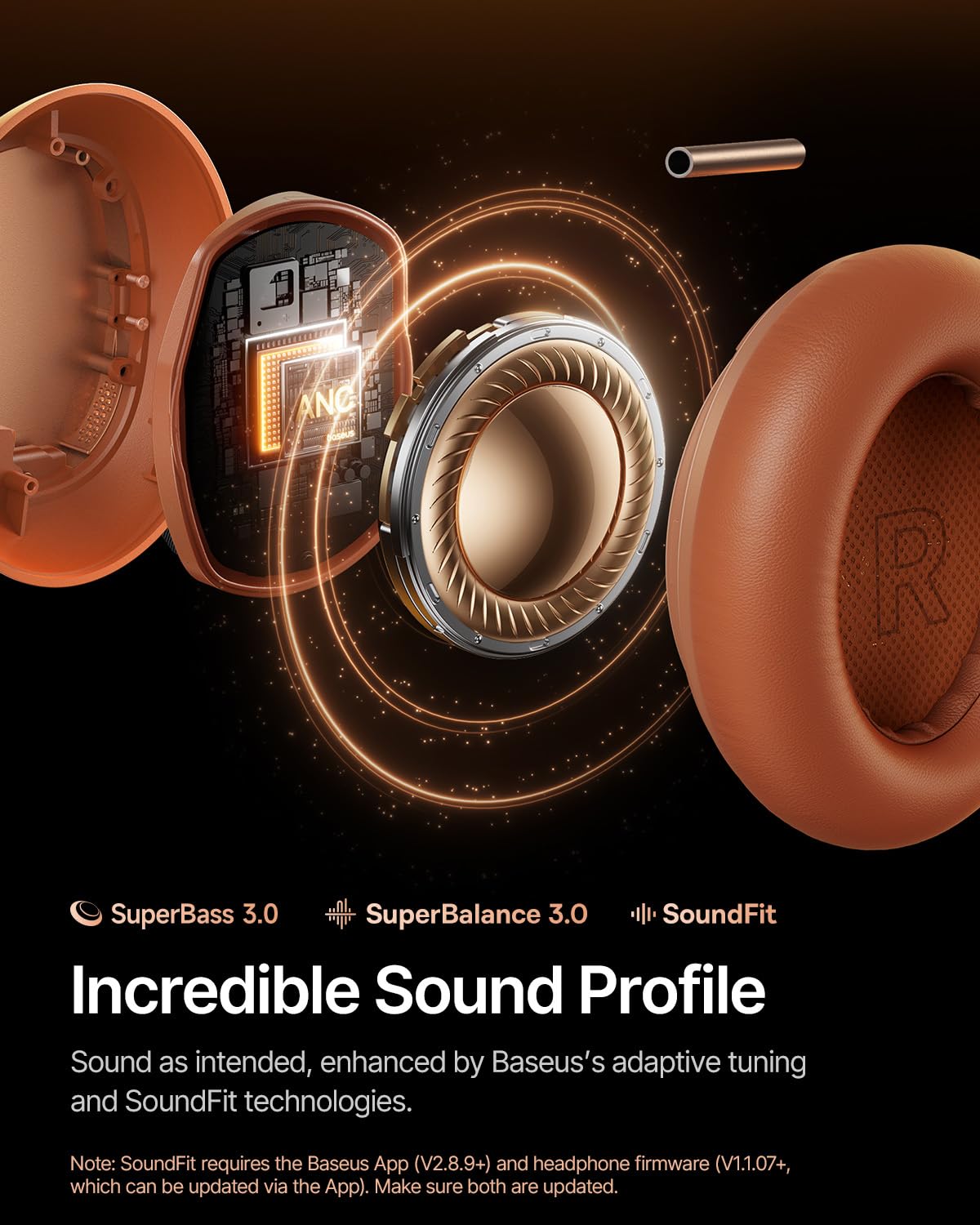 Baseus Inspire XH1 Adaptive Active Noise Cancelling Headphones, Sound by Bose, Dolby Audio, Premium Real-Time Adaptive ANC, Adaptive Tuning Rich…