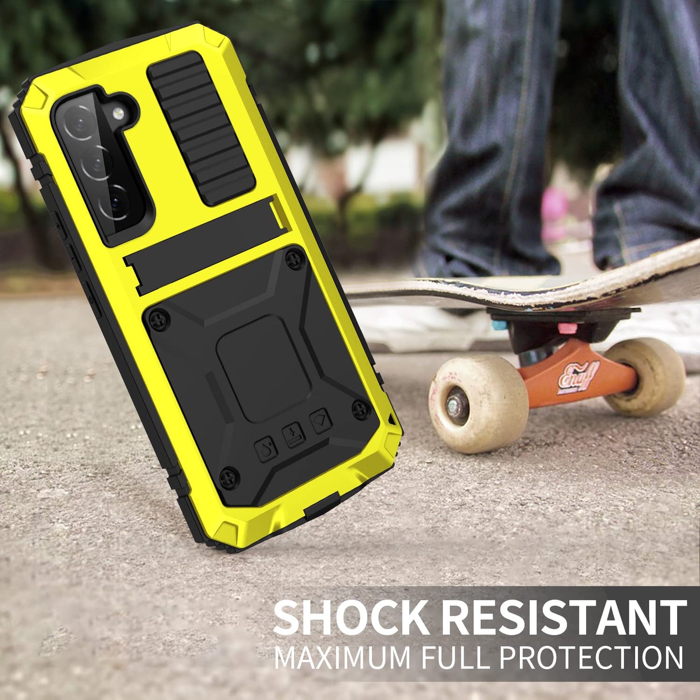 Simicoo Compatible with Samsung S22 Metal Case with Screen Protector Camera Protector Military Rugged Heavy Duty Shockproof Case with Stand Full Cover