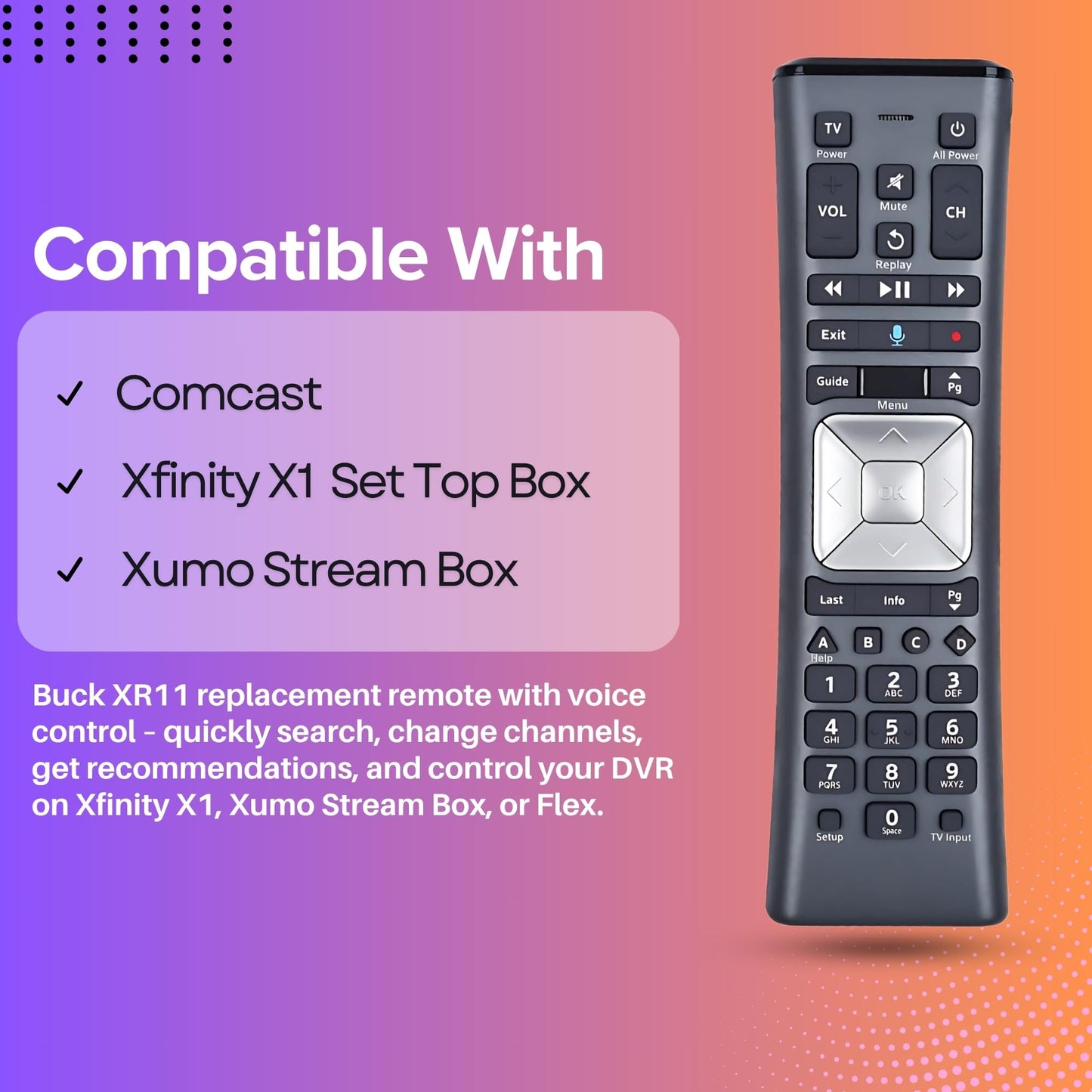2 Pack XR11 Xfinity Remote Control Replacement - Universal IR/RF Remote for Cox & Comcast, Easy Pairing, Voice Search, Backlit Keys, Compatible