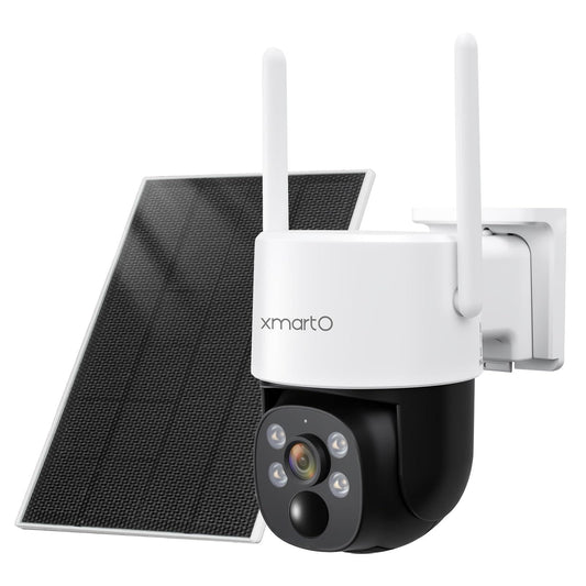 xmartO Solar/Battery-Powered Wire-Free PTZ Home Security Camera Wireless Outdoor/Indoor CCTV Surveillance (Non-Stop Solar Power, Rechargeable Battery