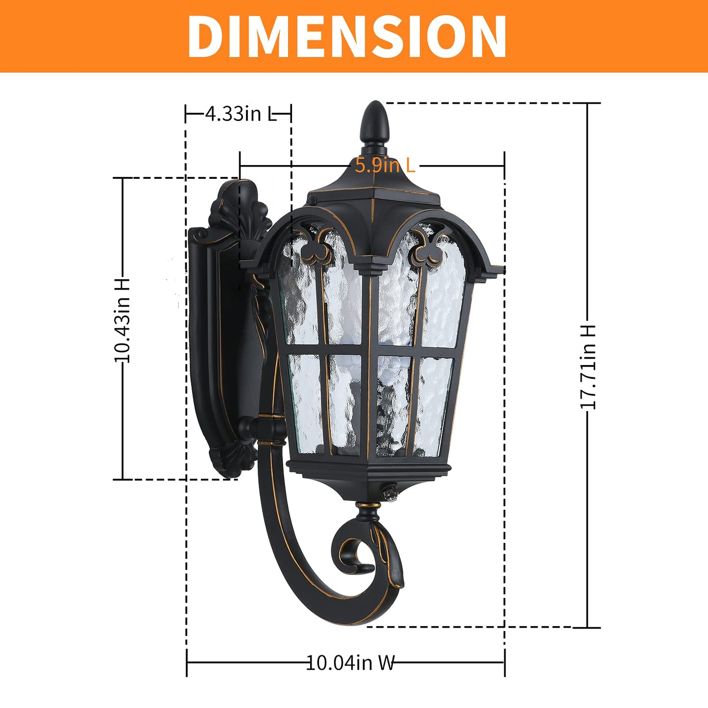 LONEDRUID Dusk to Dawn Sensor Outdoor Wall Light Fixtures Black Roman 17.71" H Exterior Wall Lantern Waterproof Sconce Porch Lights Wall Mount