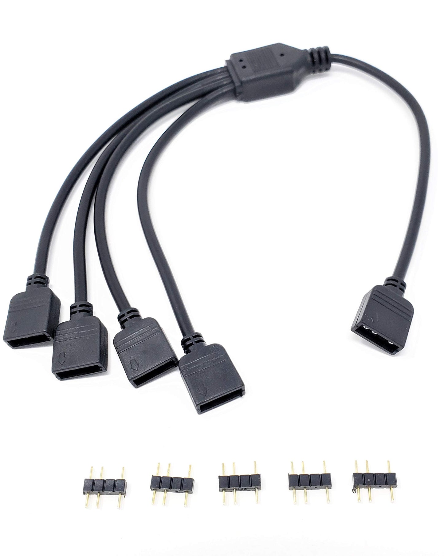 Micro CONNECTORS 30 cm (11.81 Inches) 3-Pin Addressable RGB (ARGB) 1 to 4 Splitter Cable - 30cm with Male Pins