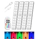 Under Cabinet Lighting Wireless Rechargeable Battery Operated LED Closet Lights Dimmable Under Counter Lights Bar with Remote, RGB Changing Perfect