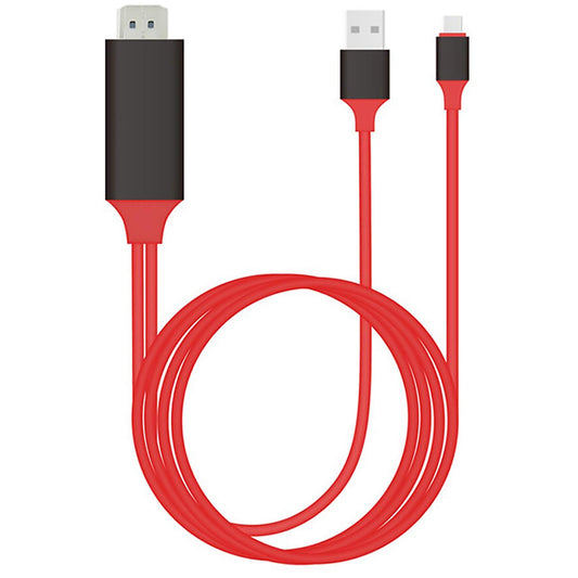 Tek Styz Powered USB Type-C 4k HDMI Cable Compatible with Motorola Moto G Stylus Plus USB Charging at Max 2160p@60Hz, 6Ft/2M Cable [Red, Thunderbolt
