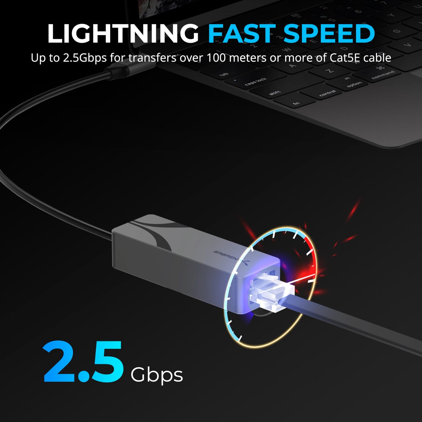 SABRENT USB-C to 2.5Gbps Ethernet Adapter, Multi-Gig (NT-25GA)