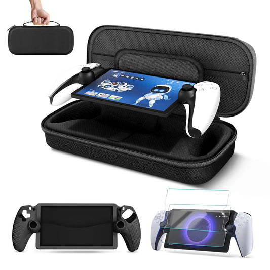 TNP 3 in 1 Carrying Case for PlayStation Portal - Portable Handheld Travel Bag for PS Portal with Silicone Protective Cover & 2 Pack Screen Protector