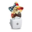 Eagle American Flag Plug in Star Night Light, Night Light with Sensor for Kids Nursery Bedroom, Decorative Soft Glow Lamp for Hallway Bathroom, Energy