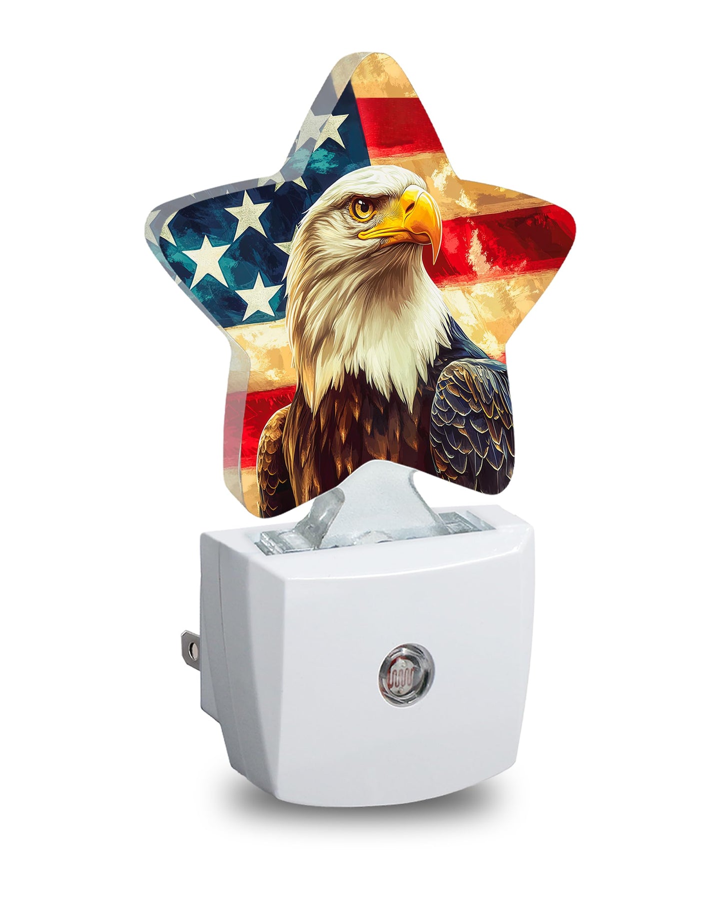 Eagle American Flag Plug in Star Night Light, Night Light with Sensor for Kids Nursery Bedroom, Decorative Soft Glow Lamp for Hallway Bathroom, Energy