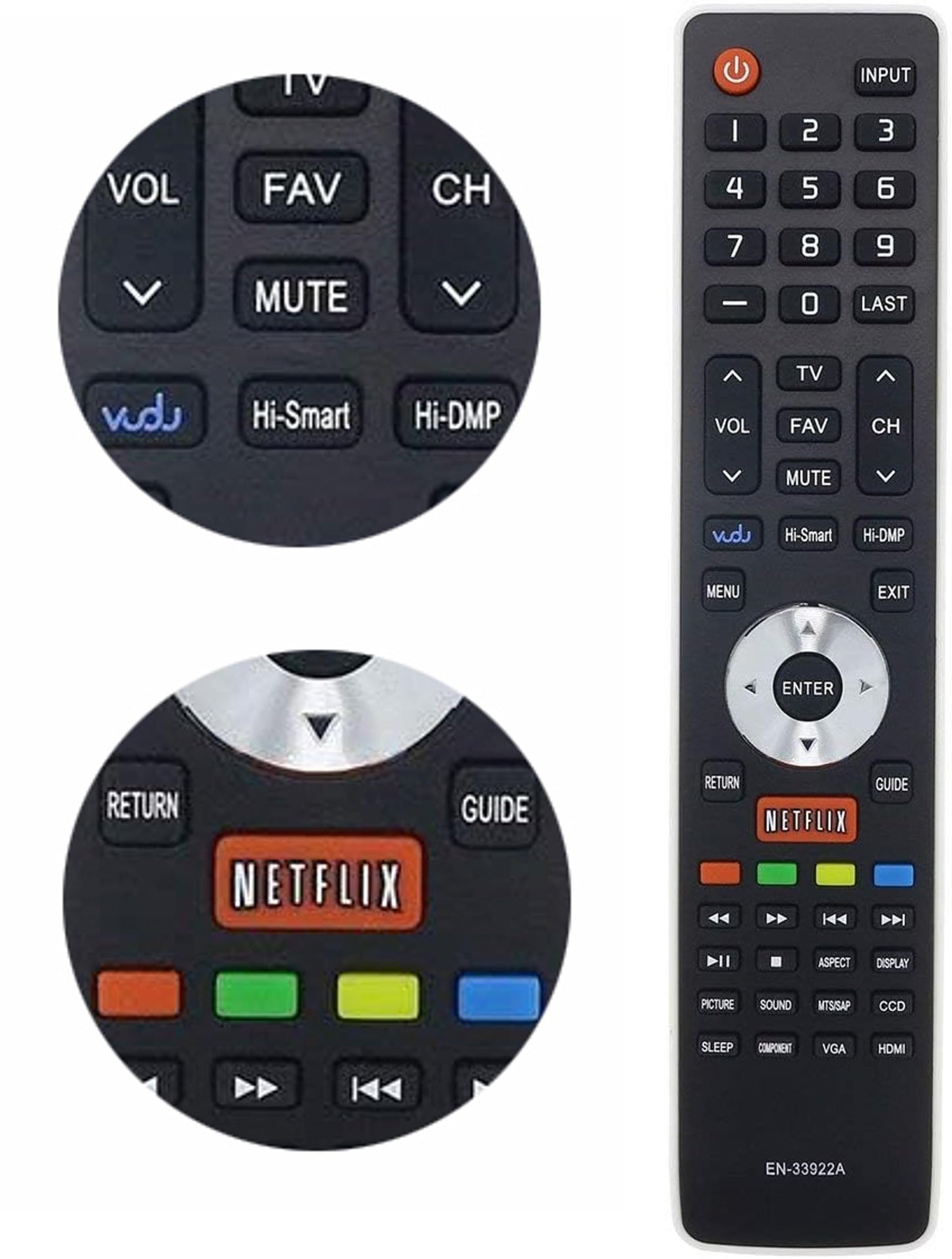 Universal for All Hisense TV Remote, Replacement Control EN-33922A for All Hisense-Smart-TV