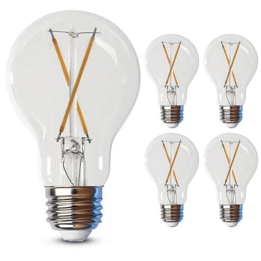 Feit Electric LED Clear A19 Medium Base Light Bulb - 40W Equivalent - 15 Year Life - 450 Lumen - 2700K Soft White - Dimmable | 4-Pack