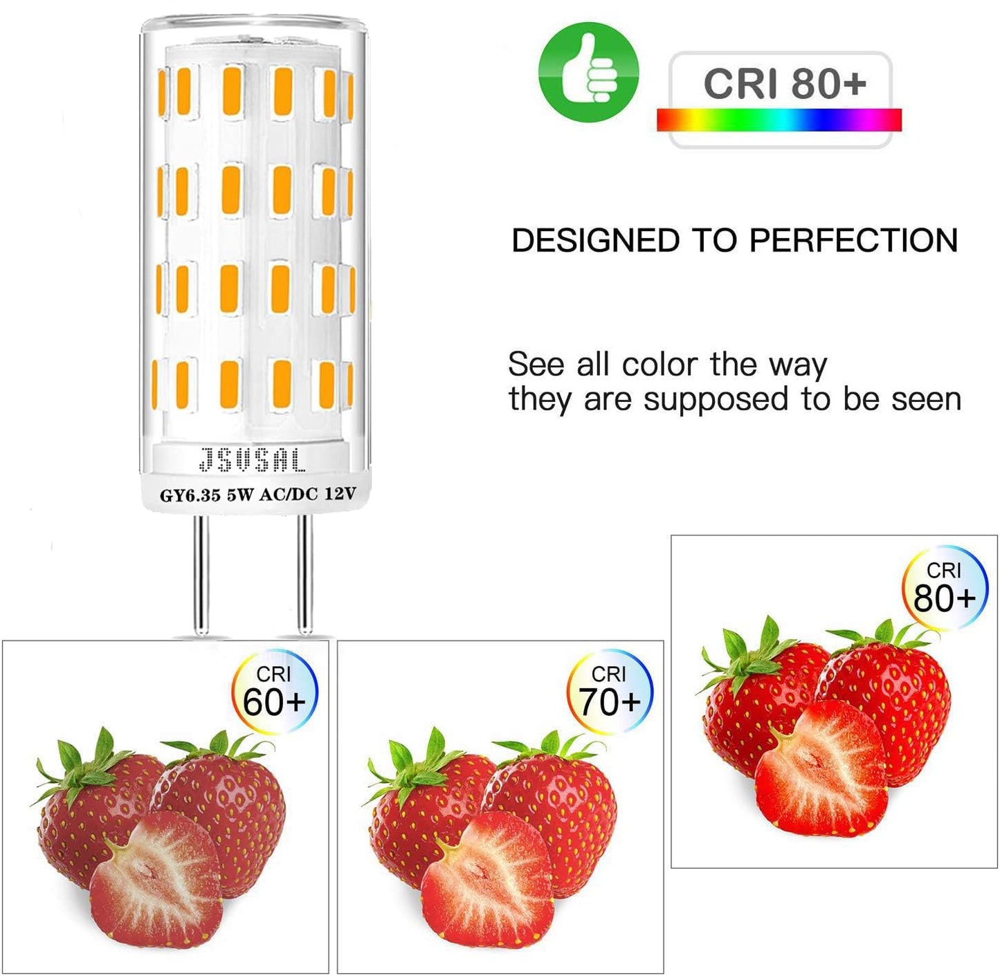 JSVSAL GY6.35 LED Bulb Dimmable,5W,12V Natural White 4000K,6-Pack