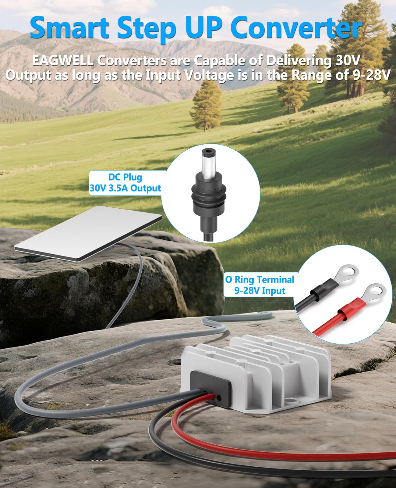 EAGWELL Starlink Mini 12V Adapter DC Step Up Converter with Starlink Mini Power Cord 9-28V Input 30V 3.5A Output for Starlink Mini Power Supply Step…