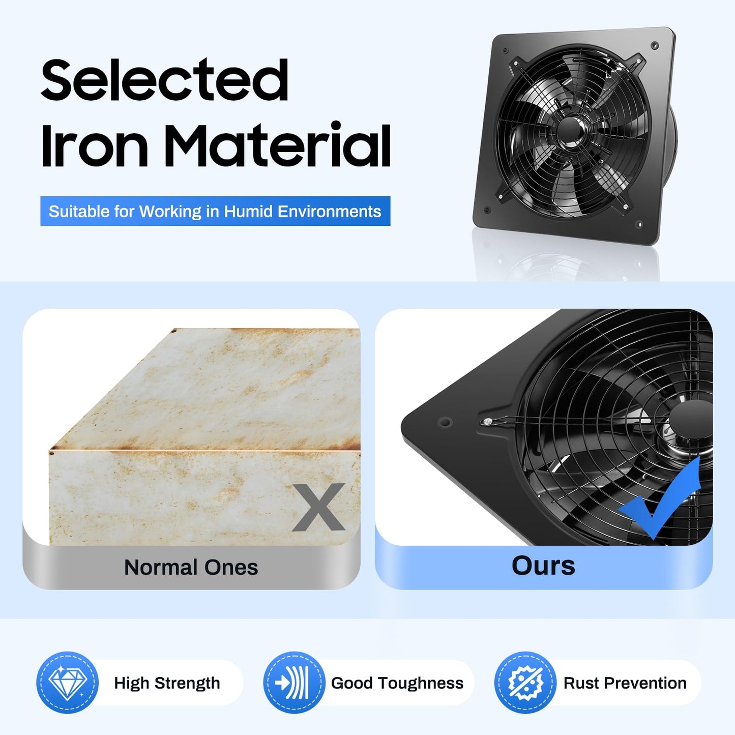 Diyauzpb 16'' Explosion-Proof Exhaust Fan, 300W Industrial Axial Flow Fan with Isolation Cover, 2800RPM, Exhaust Flow Blower Fans, Warehouse Paint