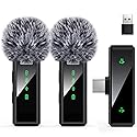 VEZQUA USB C Wireless Lavalier Microphone for Android, PC, Laptop, iPhone 15/16, USB Microphone with Noise Cancellation, Lapel Mic Wireless for Video