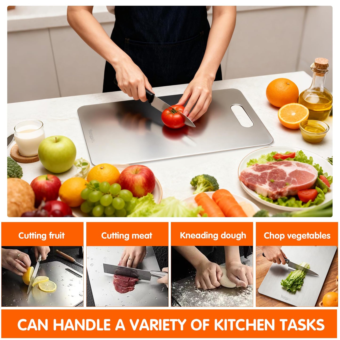 Titanium Cutting Board - New Upgrade 100% Pure Titanium Cutting Boards，Double-sided pure titanium Kitchen cutting board，Healthy…