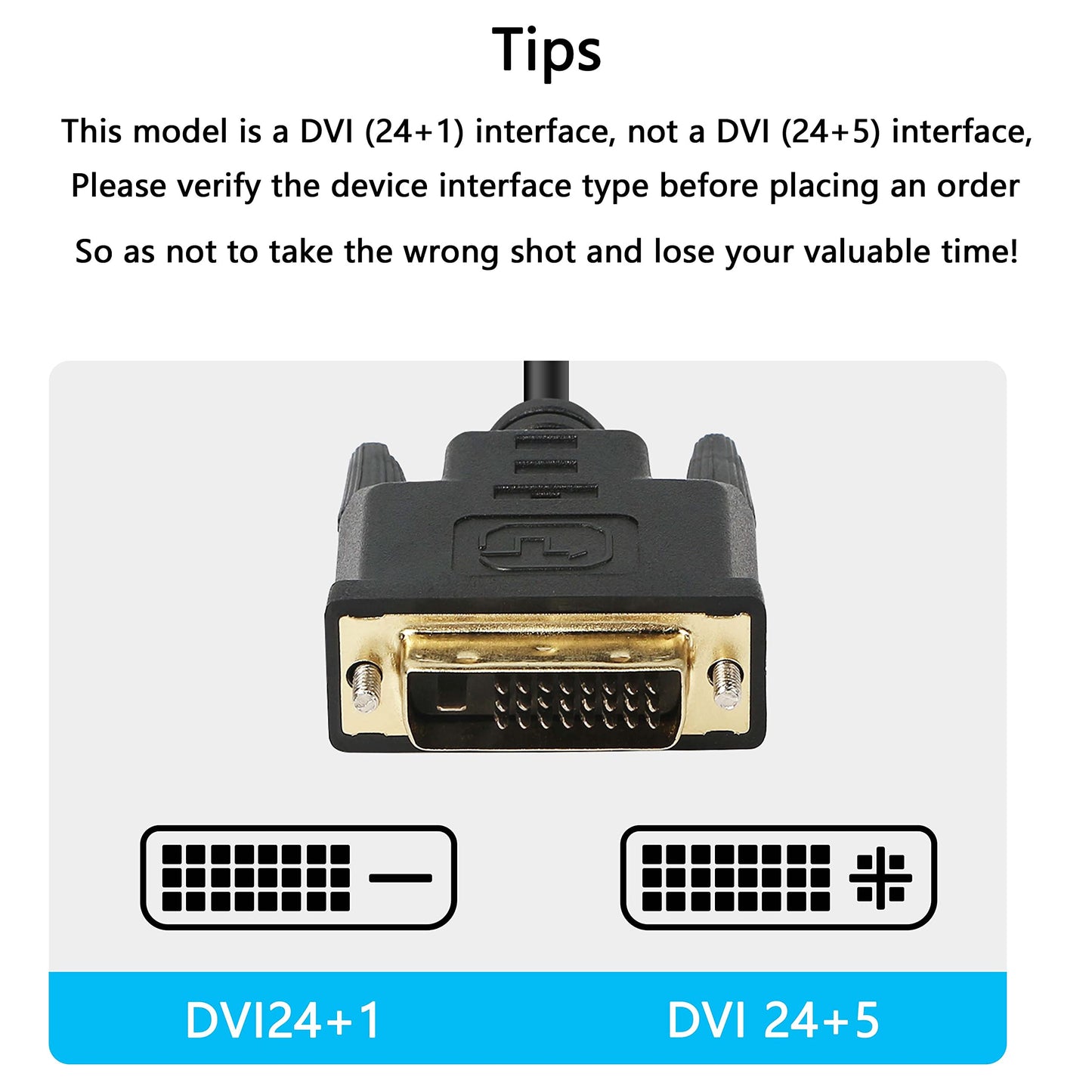 XMSJSIY Micro HDMI to DVI-D Adapter, Male to DVI Connector - 1.8M Cable for Monitor/Display/Projector Video Converter (1 Pack)