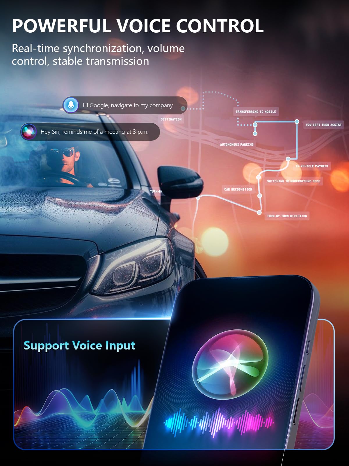 Lipstick Series (Built-in Magnet) Wireless Carplay/Android Auto Adapter for iPhone&Android Phone,Convert Wired to Wireless Dongle Adapter, Mini Size