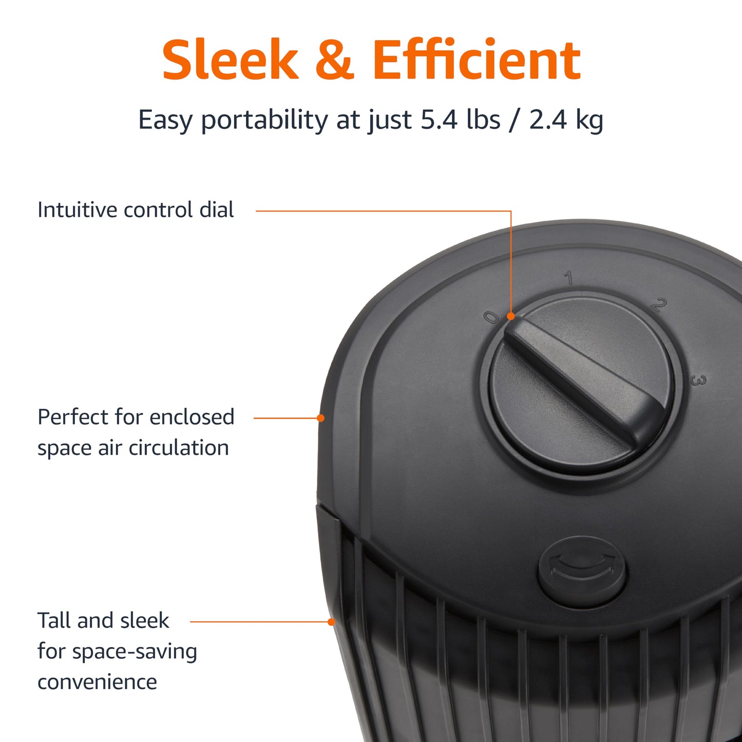 Amazon Basics 28" 60-Degree Oscillating Tower Fan with Powerful Airflow for Bedroom, Living Room, Office, 3 Speeds, Mechanical Control, Air
