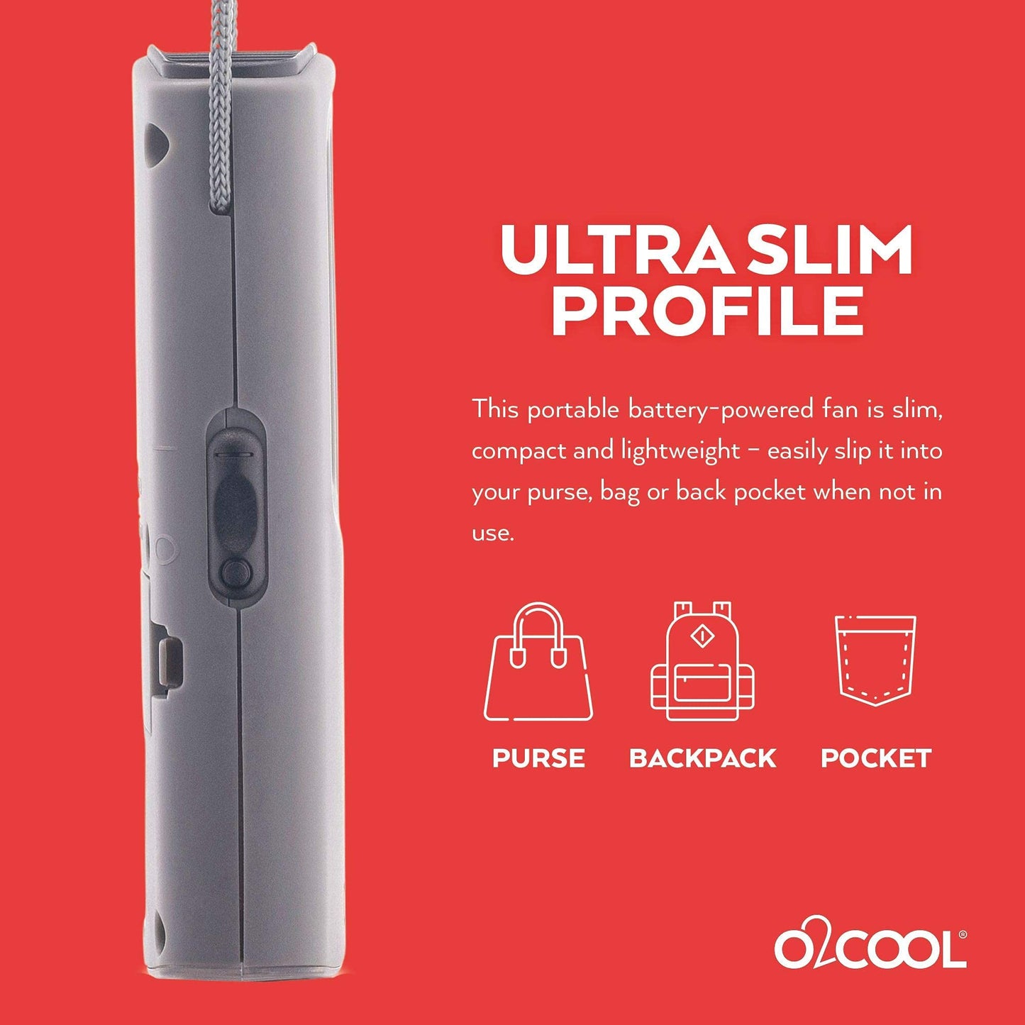 O2COOL Deluxe Misting Necklace Fan Battery Powered Travel Gray