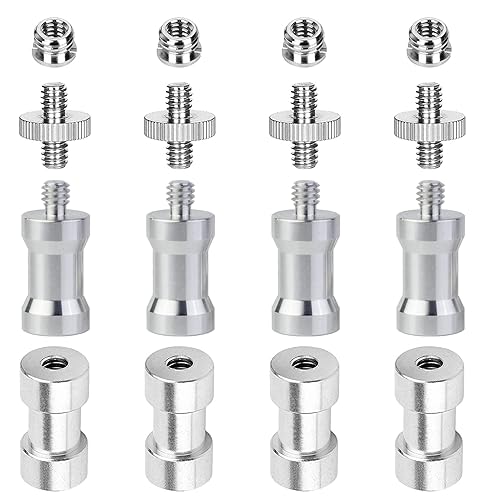 Homeet 16PCS Camera Screws Mount Set 1/4 Inch and 3/8 Inch Threaded Converter Screws Adapter Flash Shoe Mount for DSLR