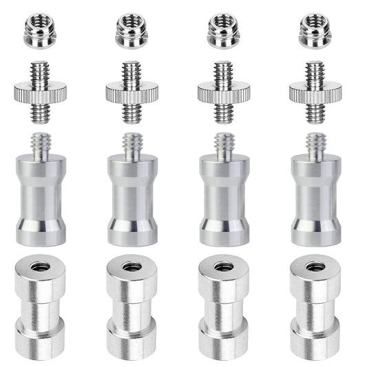 Homeet 16PCS Camera Screws Mount Set 1/4 Inch and 3/8 Inch Threaded Converter Screws Adapter Flash Shoe Mount for DSLR