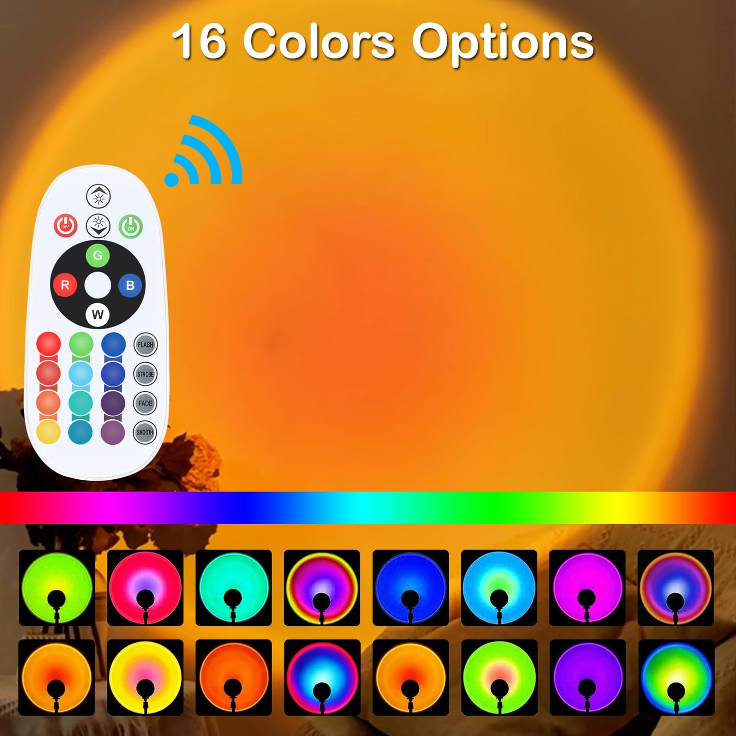 Sunset Lamp Projector, Rainbow Projection Led Lights with Remote, 16 Colors Multicolor Changing LED Night Light, Sunlight Light for Photography Selfie