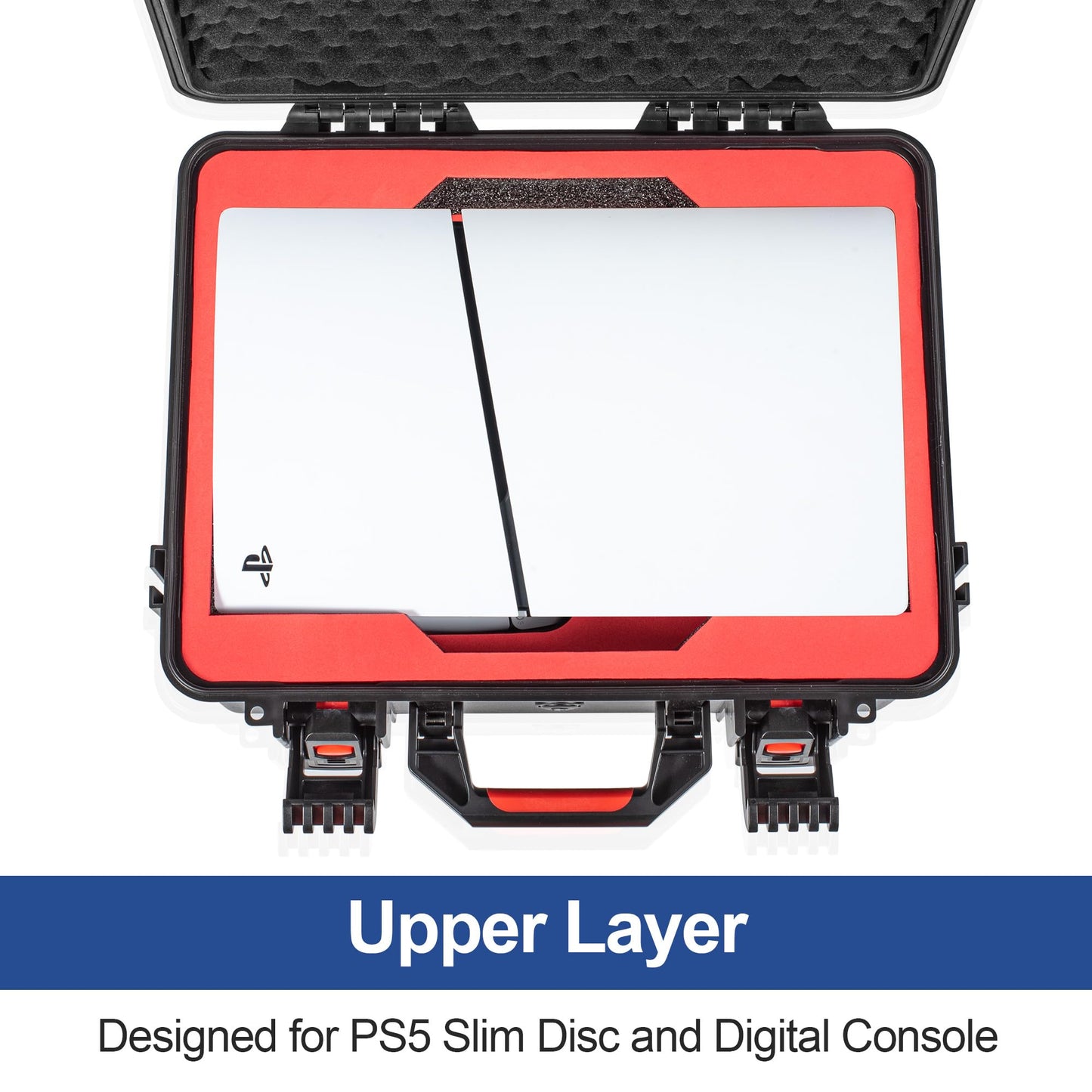 Hard Shell Travel Case for 2023 New PS5 Slim, Shock-Absorbing Protection Waterproof Carrying Case for PlayStation 5 Console (Slim), Controllers