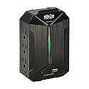 Tripp Lite Surge Protector Power Strip 6-Outlets + 1 USB & 1 USB-C Port, Direct Wall Plug-in, Black, Green LED Light, 490 Joules, EMI/RFI Filtering
