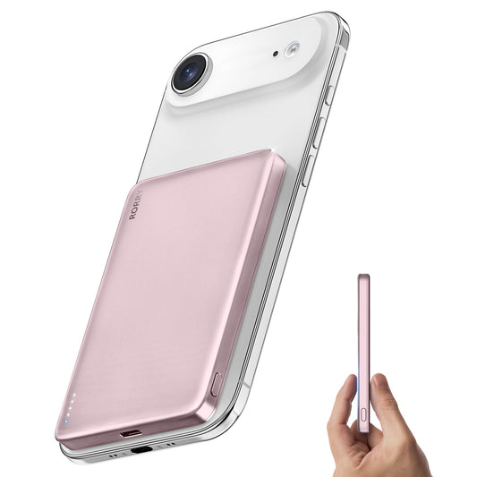 RORRY for Magsafe Portable Charger, 5000mAh Magnetic Power Bank, Pink