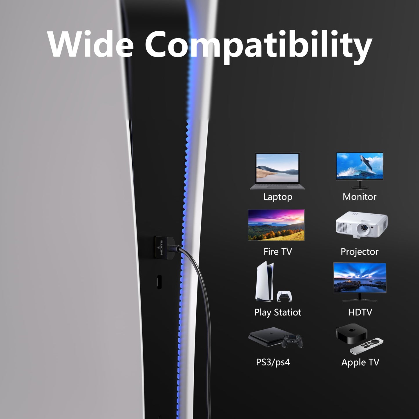 RUIPRO Ultra Thin 8K HDMI 2.1 Certified Cable 3FT, Ultra High Speed 48Gbps, Short HDMI Cable, Support 8K@60Hz 4K@120Hz, Dynamic HDR, eARC, Compatible