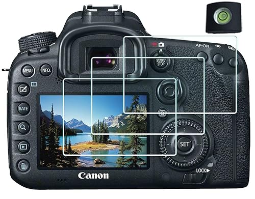 HUIPUXIANG Canon 6D Screen Protector for Canon EOS 6D Mark II Camera(for accessories) with Hot Shoe Cover Tempered Glass Film 0.3mm 9H Hardness, [3 +1