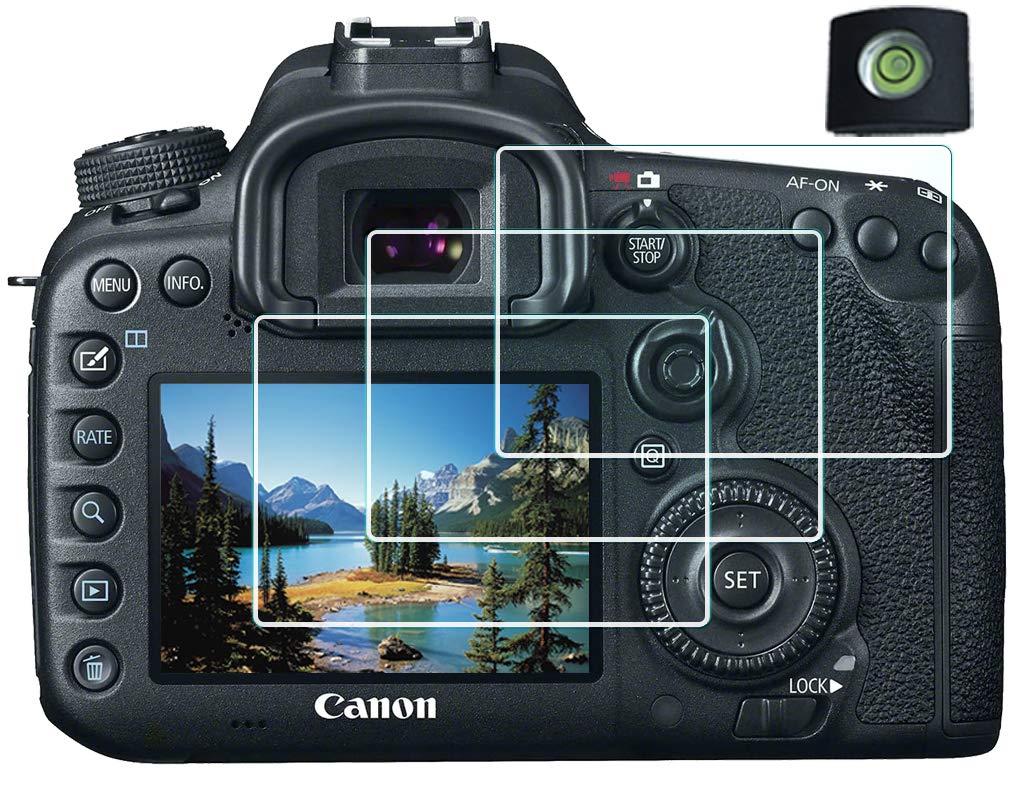 HUIPUXIANG Canon 6D Screen Protector for Canon EOS 6D Mark II Camera(for accessories) with Hot Shoe Cover Tempered Glass Film 0.3mm 9H Hardness, [3 +1