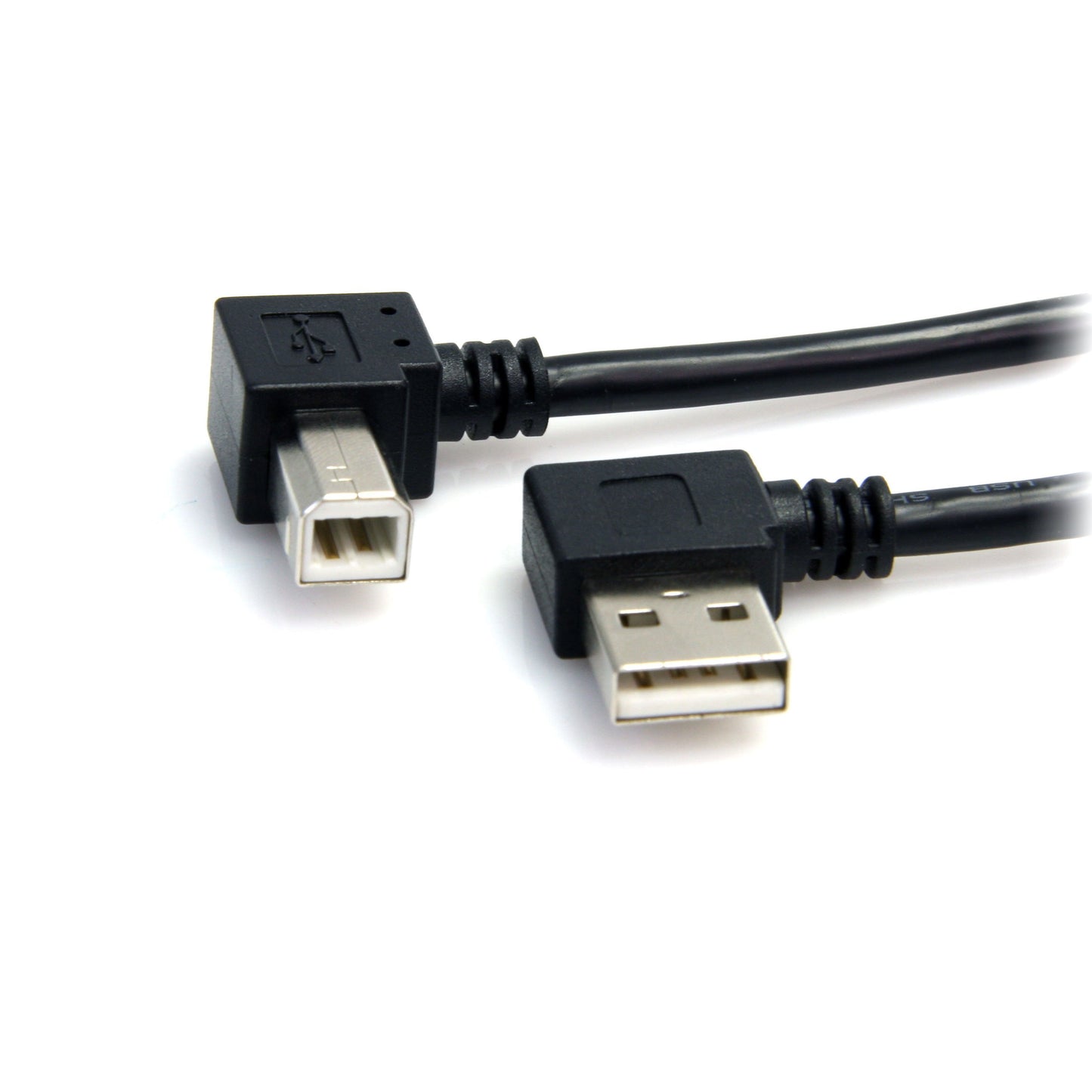 StarTech.com 91cm (3 ft.) / 91cm A Right Angle to B Right Angle USB Cable - 0.91m Right Angle USB 2.0 - 1x USB A 1x USB B - Black (USB2HAB2RA3)