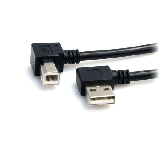 StarTech.com 91cm (3 ft.) / 91cm A Right Angle to B Right Angle USB Cable - 0.91m Right Angle USB 2.0 - 1x USB A 1x USB B - Black (USB2HAB2RA3)