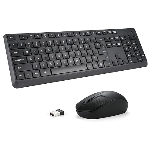 Wireless Keyboard and Mouse Combo for Windows, 2.4G Full-Sized External Cordless Computer Keyboard Mouse Combo for Laptop PC Desktop Chrome Mac