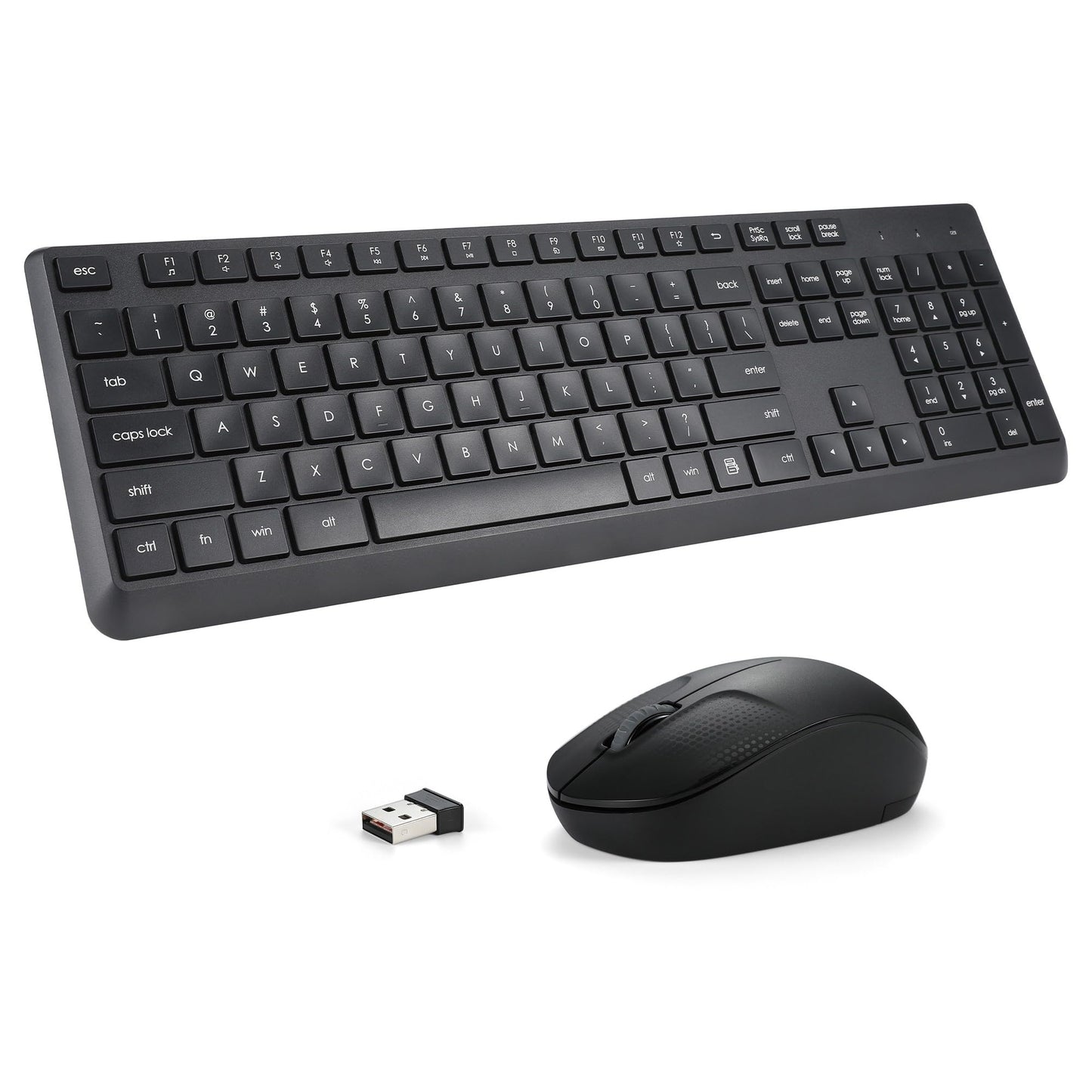 Wireless Keyboard and Mouse Combo for Windows, 2.4G Full-Sized External Cordless Computer Keyboard Mouse Combo for Laptop PC Desktop Chrome Mac