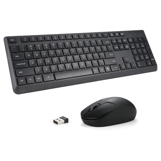 Wireless Keyboard and Mouse Combo for Windows, 2.4G Full-Sized External Cordless Computer Keyboard Mouse Combo for Laptop PC Desktop Chrome Mac