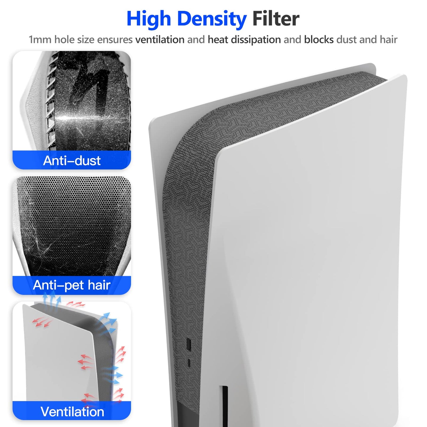 Dust Cover Net for PS5 Console, PS5 Heatsink Barrier Pets Hair Anti-dust Cover Dustproof for PlayStation 5 Optical Drive Version/Digital Version Game
