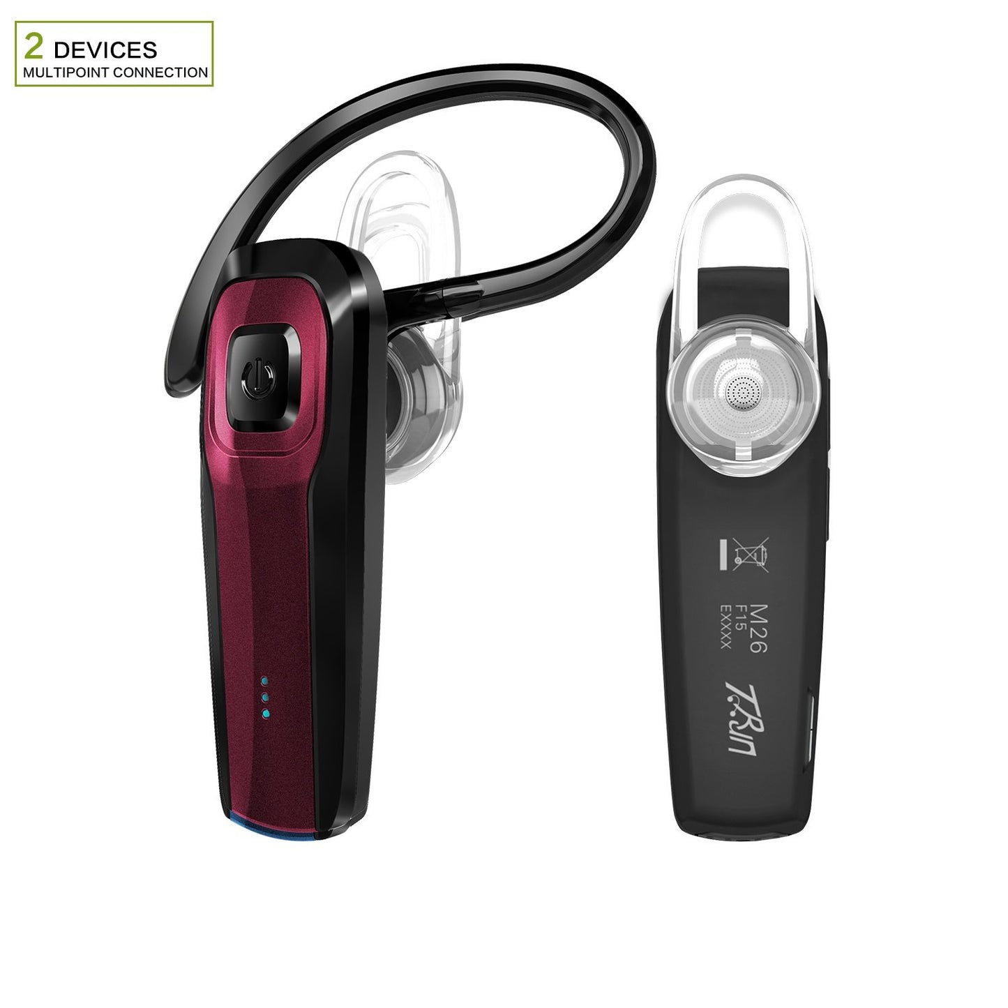 TOORUN Bluetooth Earpiece, M26 Bluetooth Headset Handsfree Wireless Headphone with Noise Cancelling and Microphone Compatible for Android iPhone Cell
